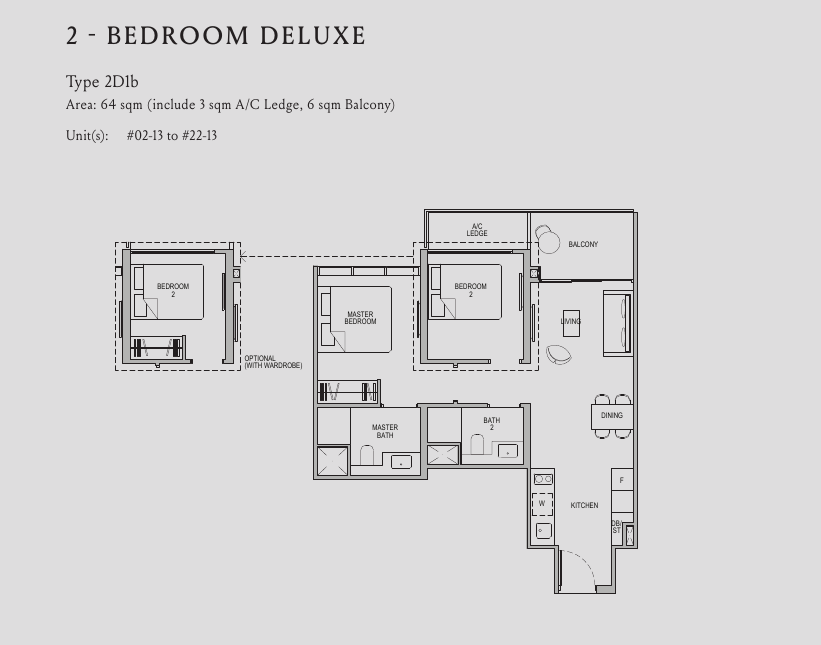 2-Bedroom Deluxe, Type 2D1b