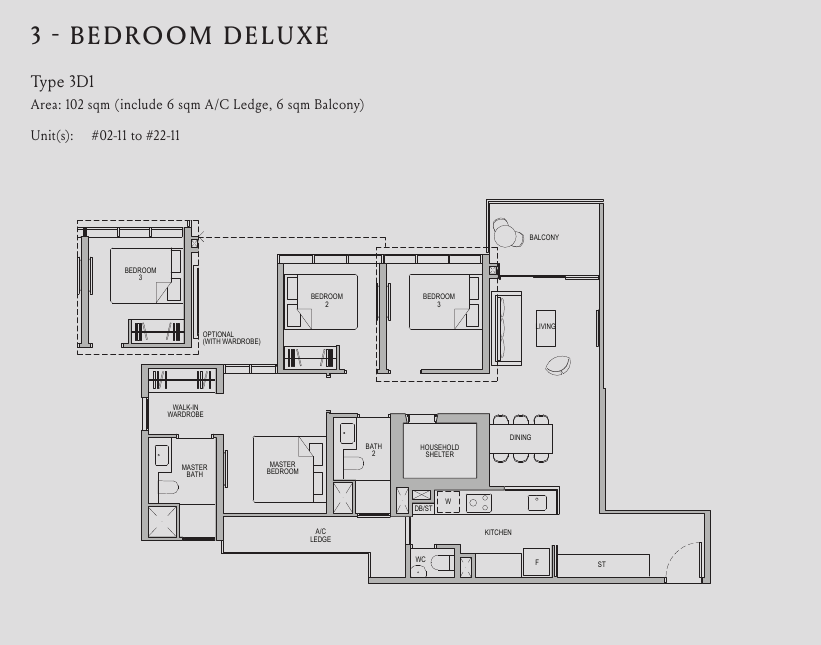 3-Bedroom Deluxe, Type 3D1